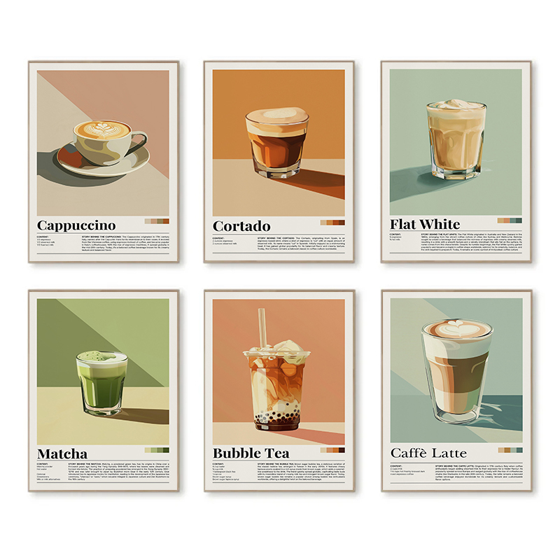 Coffee Tea Picture - Vintage Kahve İçecek Posterler Kabarcık Çay