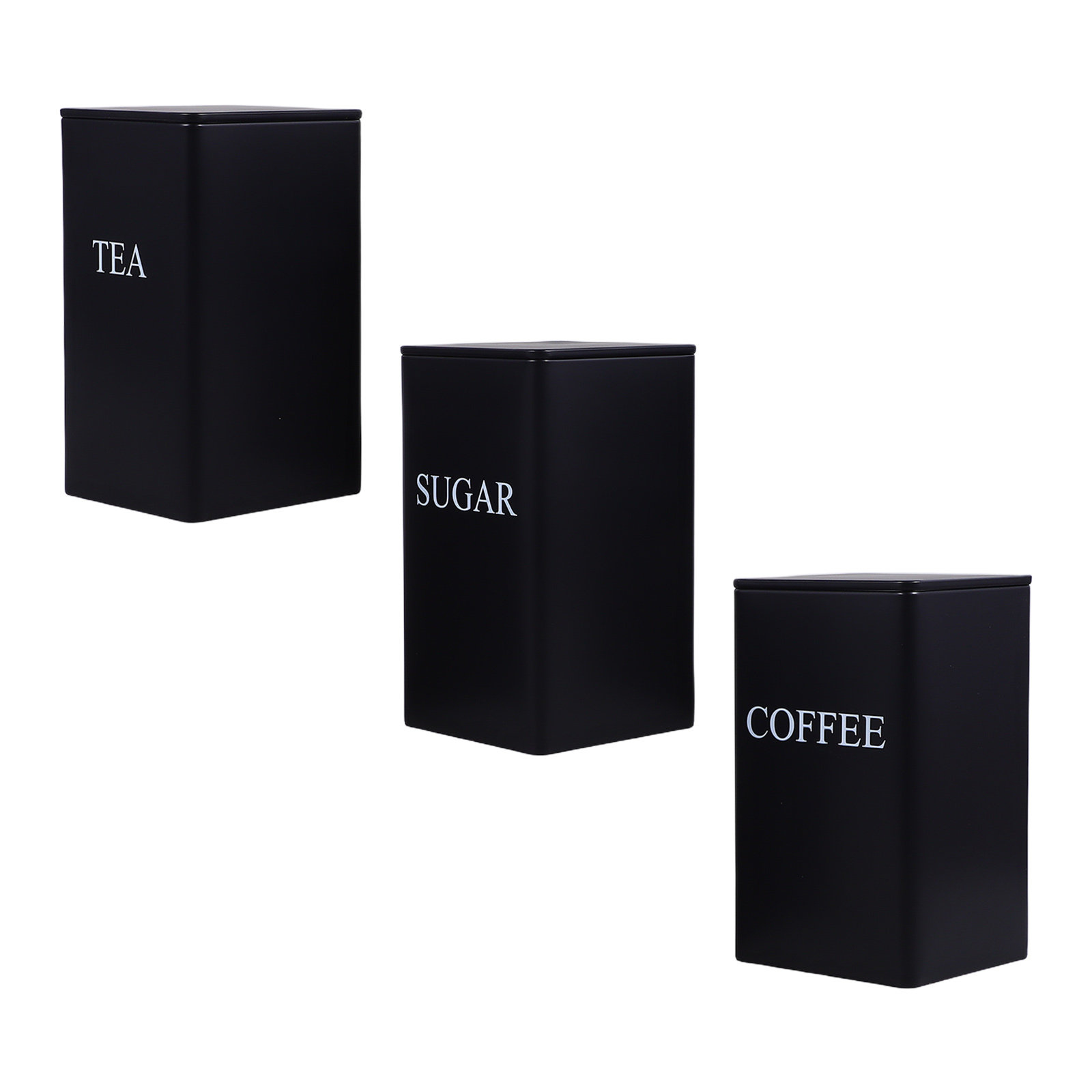 Coffee Tea Canister Set - 3 Adet Mutfak Saklama Kabı, Metal,