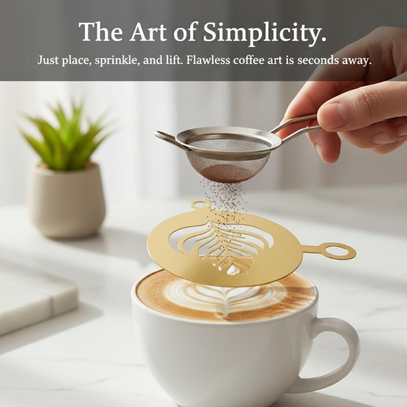 Coffee Stencil Art - 4 Adet Paslanmaz Çelik Kahve Şablon