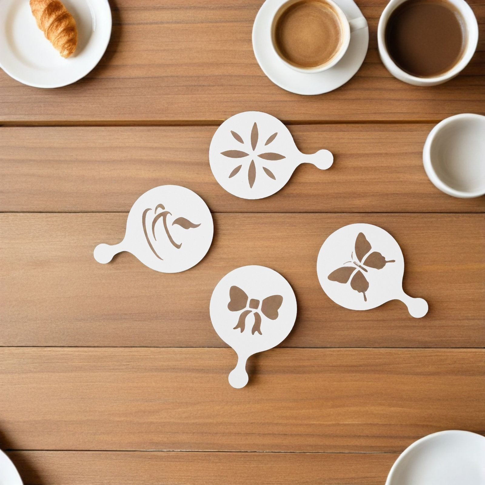 Coffee Stencil Art - 8 Adet Kahve Latte Sanatı Şablonu,