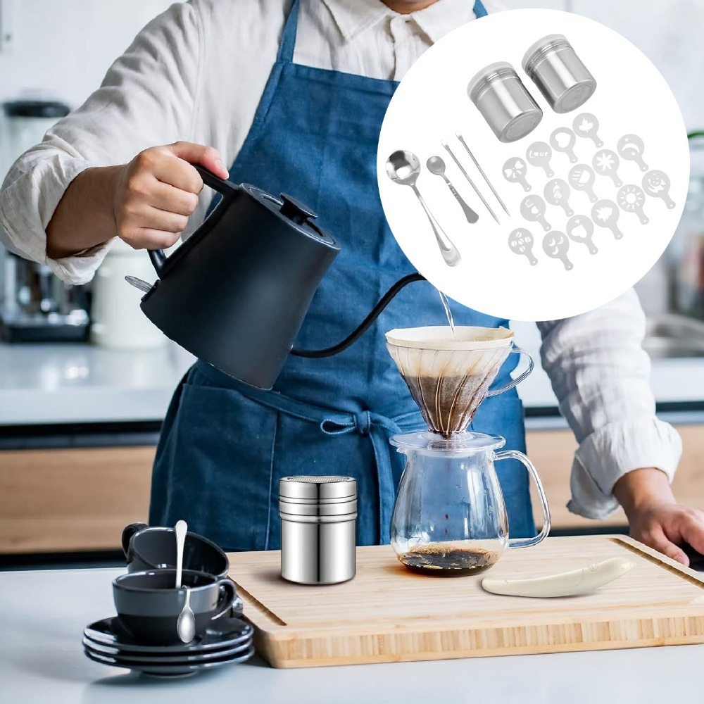 Coffee Stencil Art - Paslanmaz Çelik Latte Art Kalemi Taşınabilir