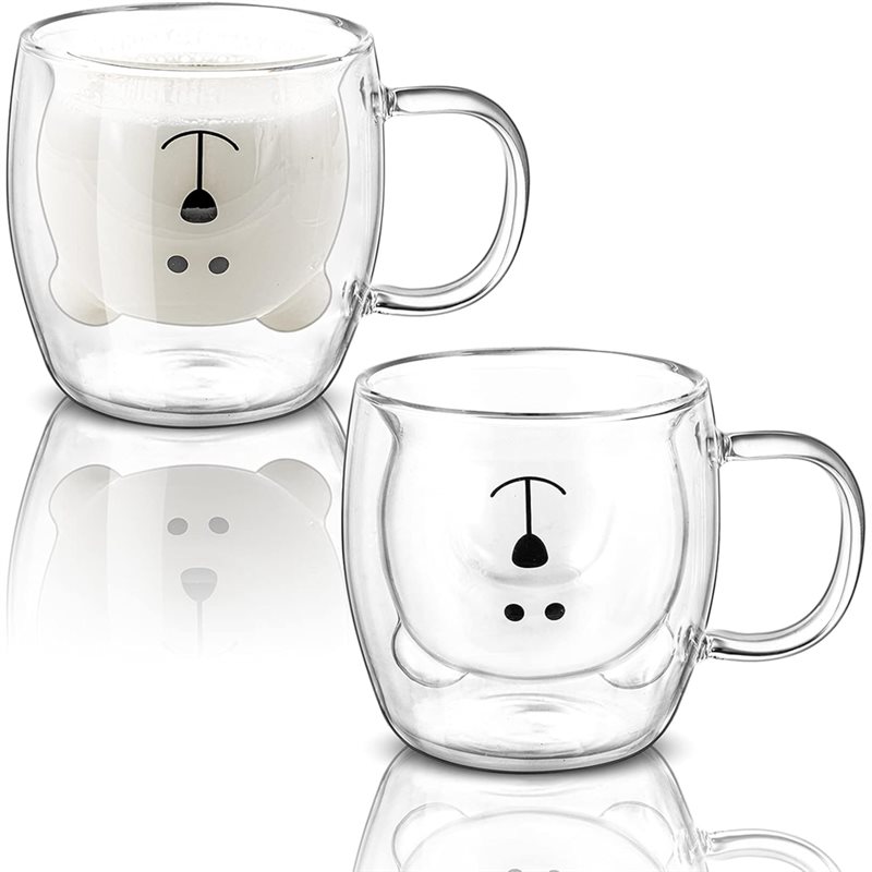 Double Wall Mug - A76I-Sevimli Ayı Tasarımlı 2'li Paket Çift