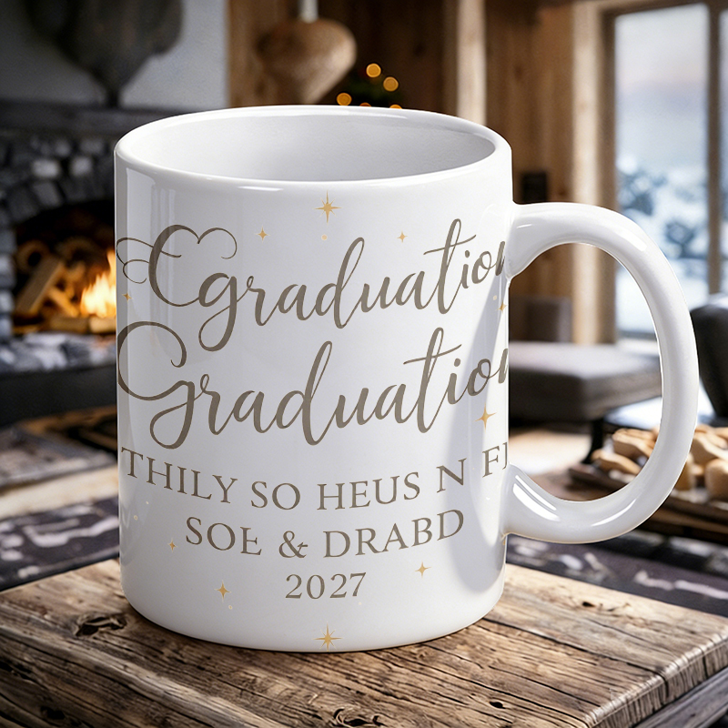 Coffee Tea Font - Yaldızlı Font ve Yıldız Seramik Kupa,