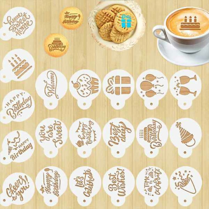Coffee Stencil Art - Profesyonel DIY Latte Art Şablon Seti,