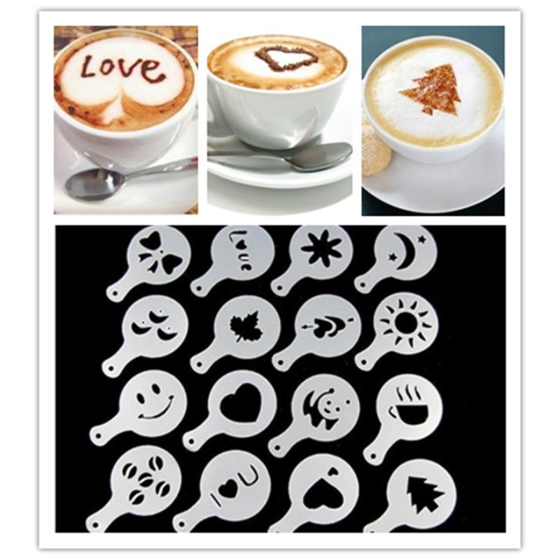 Coffee Stencil Art - 16 Adet Kahve Sanatı Şablonları Barista
