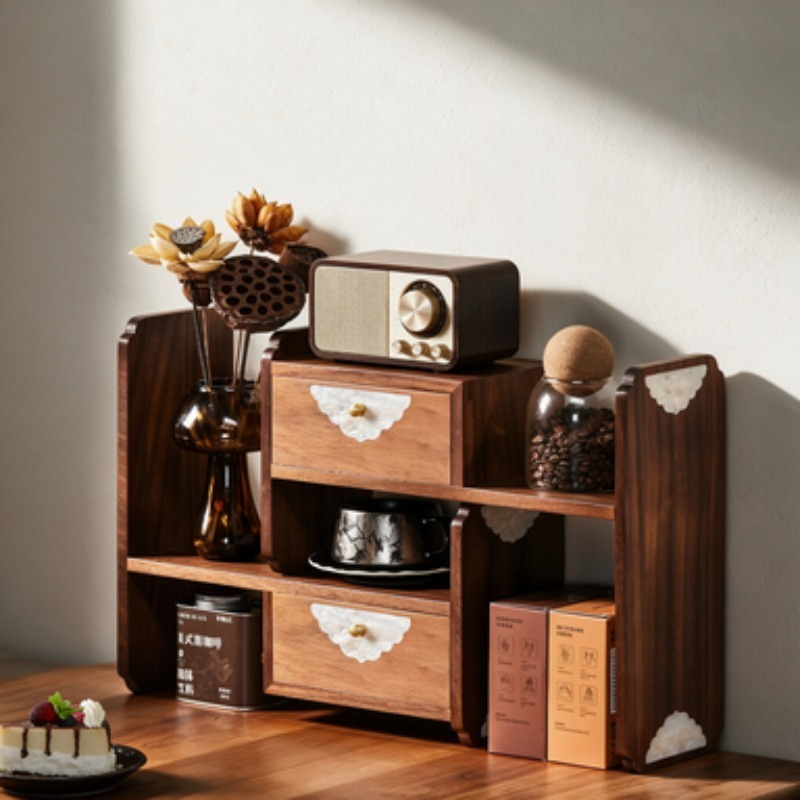 Masif Ahşap Masaüstü Depolama  - Coffee Tea Display incelemesi ve fiyatı