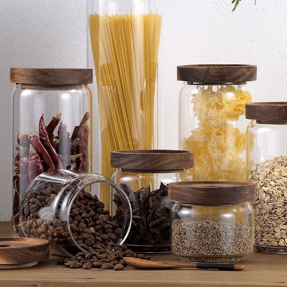 Çok Amaçlı Ahşap Kapaklı Cam G - Coffee Tea Canister Set incelemesi ve fiyatı