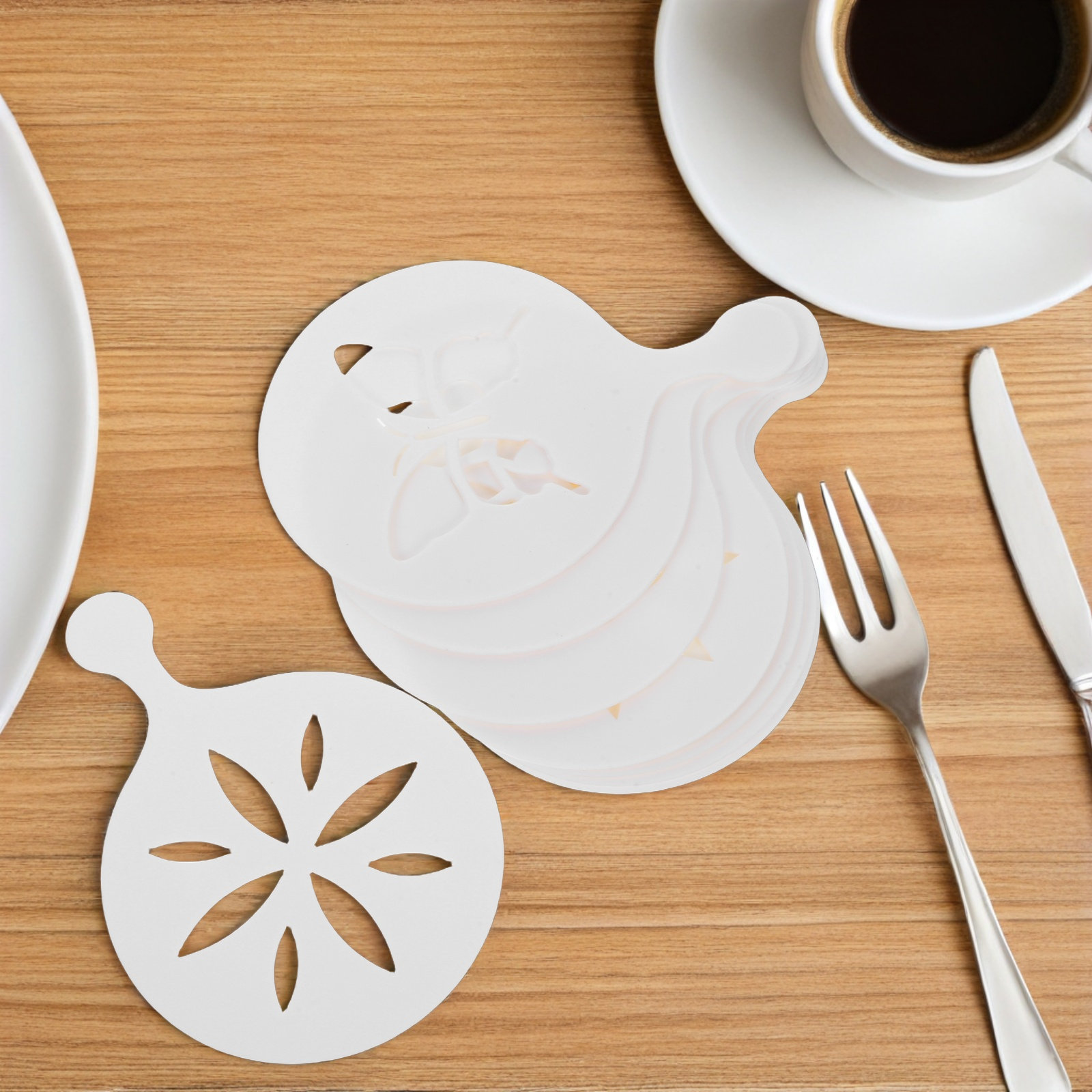 8 adetlik Kahve Sanatı Şablon  - Coffee Stencil Art incelemesi ve fiyatı