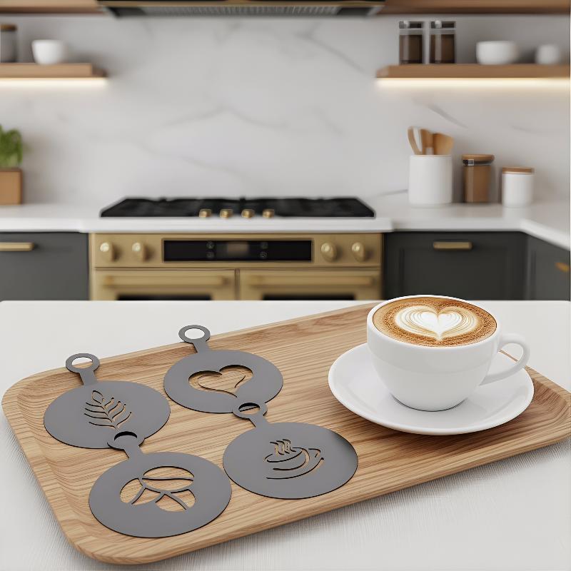 4 Adet Paslanmaz Çelik Kahve Ş - Coffee Stencil Art incelemesi ve fiyatı