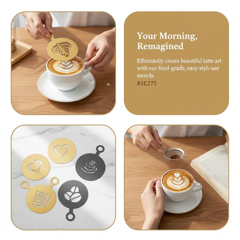 4 Adet Paslanmaz Çelik Kahve Ş - Coffee Stencil Art incelemesi ve fiyatı
