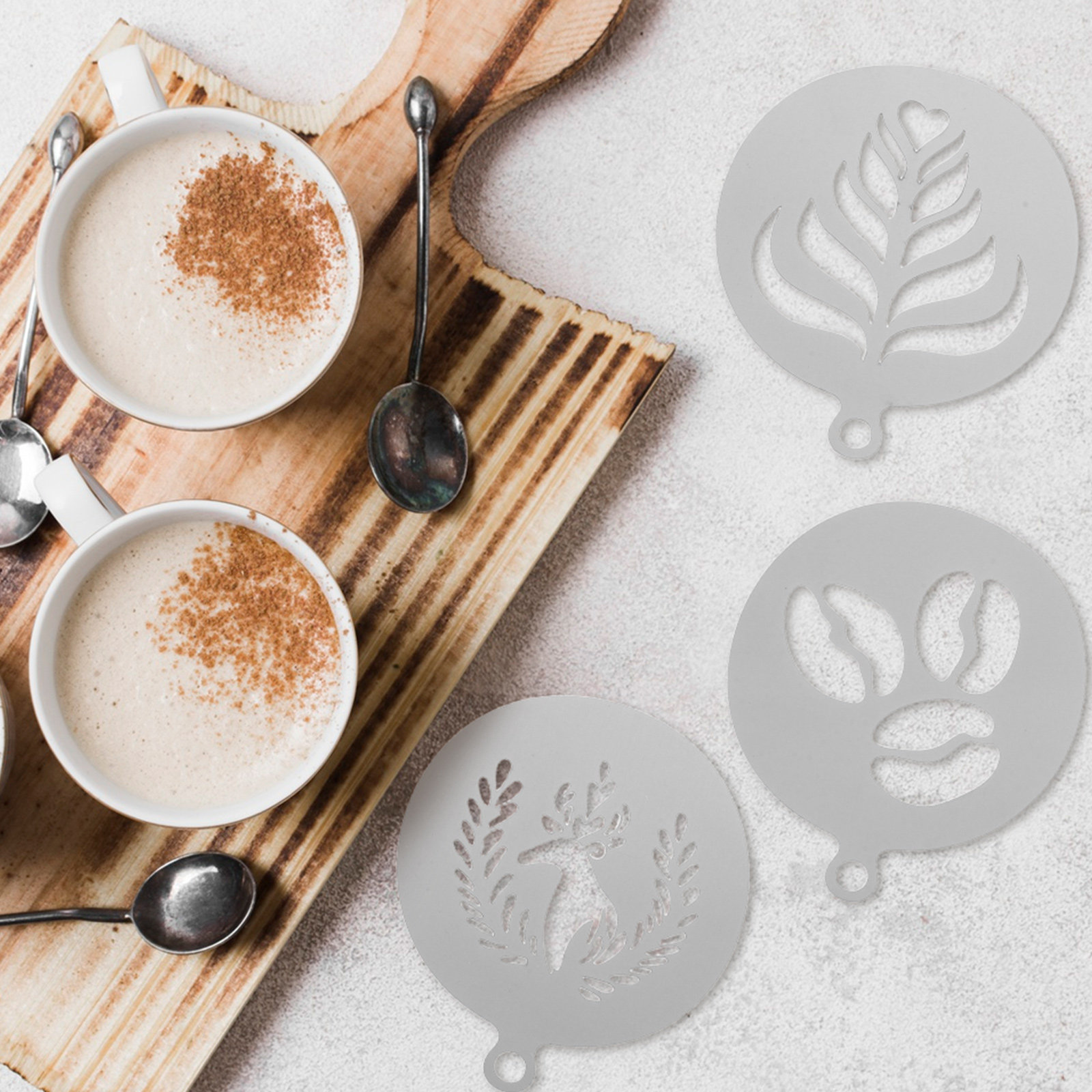 4 adet Premium Paslanmaz Çelik - Coffee Stencil Art incelemesi ve fiyatı