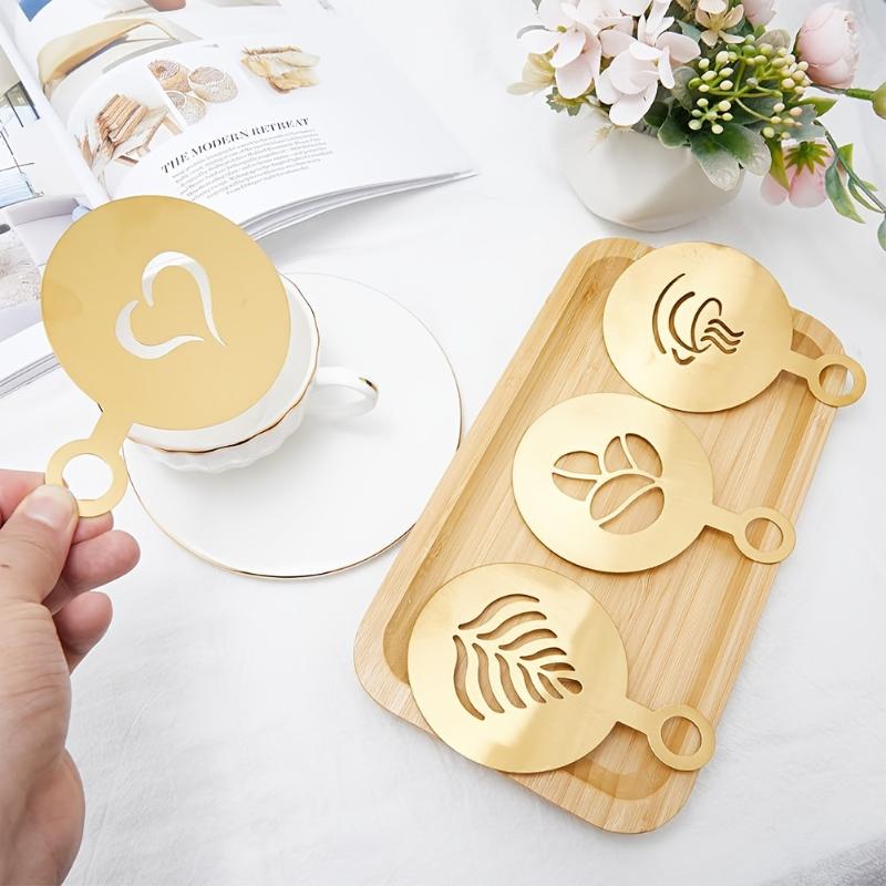 4 adet/takım paslanmaz çelik k - Coffee Stencil Art incelemesi ve fiyatı