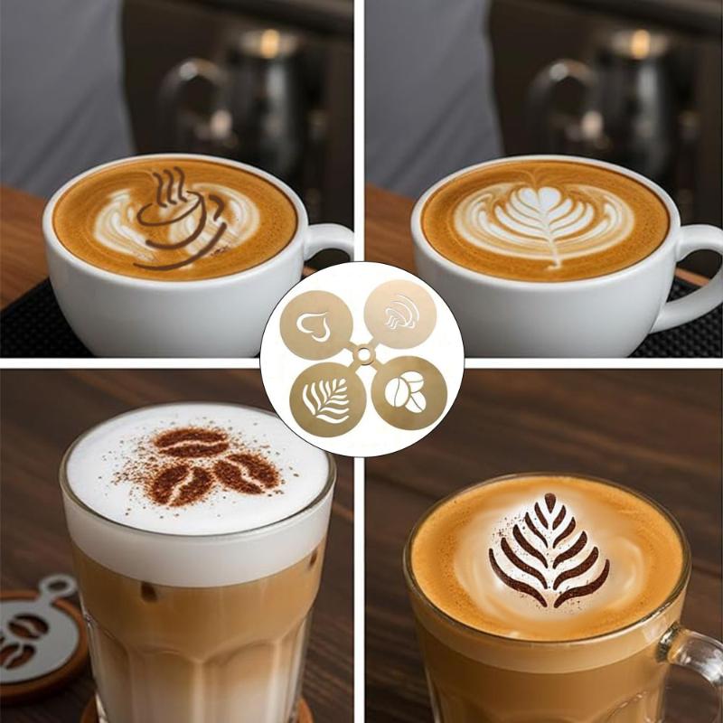 4 adet/takım paslanmaz çelik k - Coffee Stencil Art incelemesi ve fiyatı