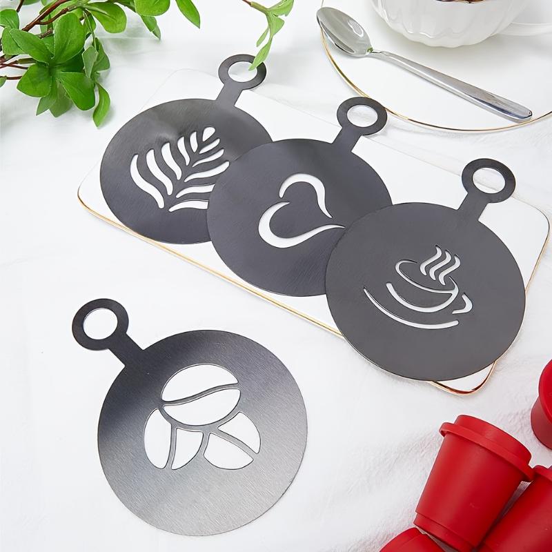 4 adet/takım paslanmaz çelik k - Coffee Stencil Art incelemesi ve fiyatı