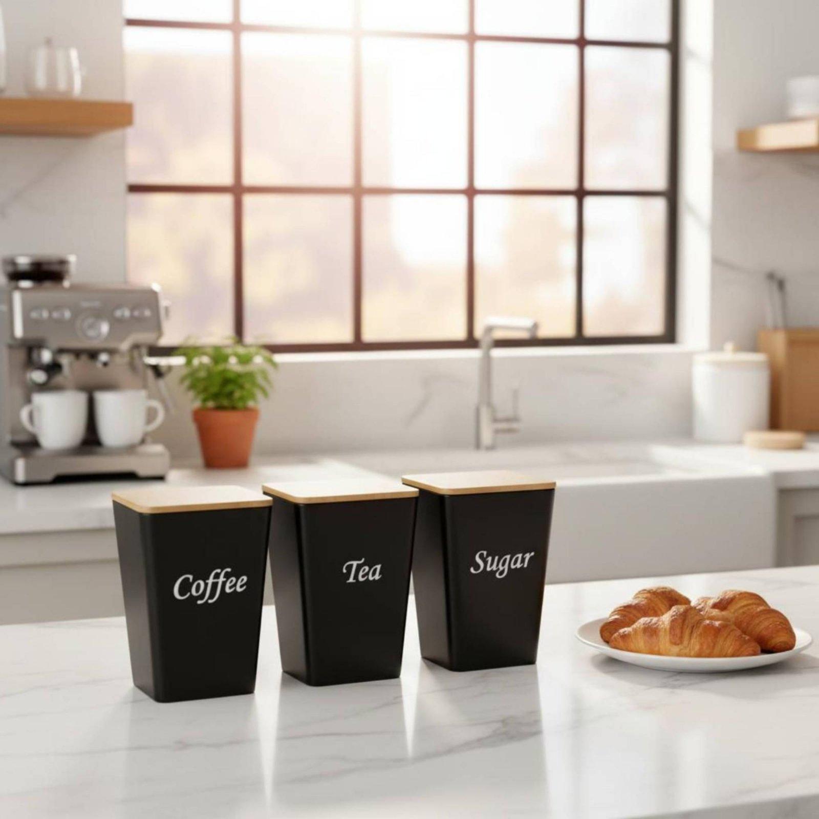Kahve, Çay ve Şeker için Bambu - Coffee Tea Canister Set incelemesi ve fiyatı