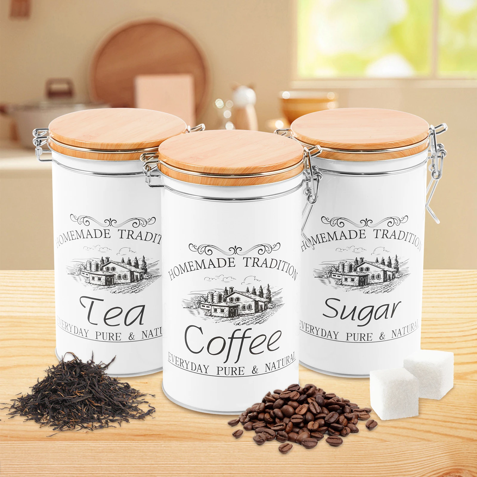 3 adet/takım çay kahve şeker k - Coffee Tea Canister Set incelemesi ve fiyatı